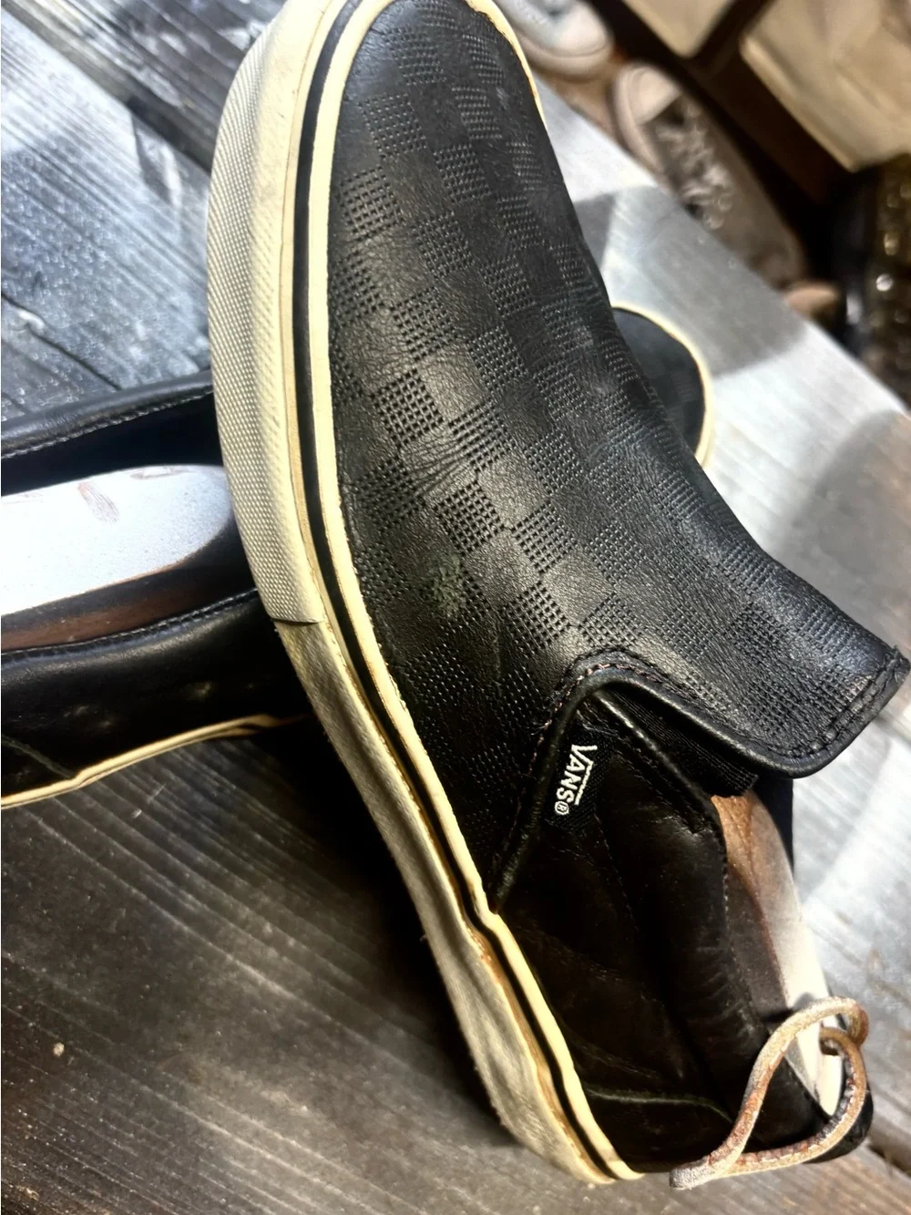 Vans Black Checker Slip-On Loafers